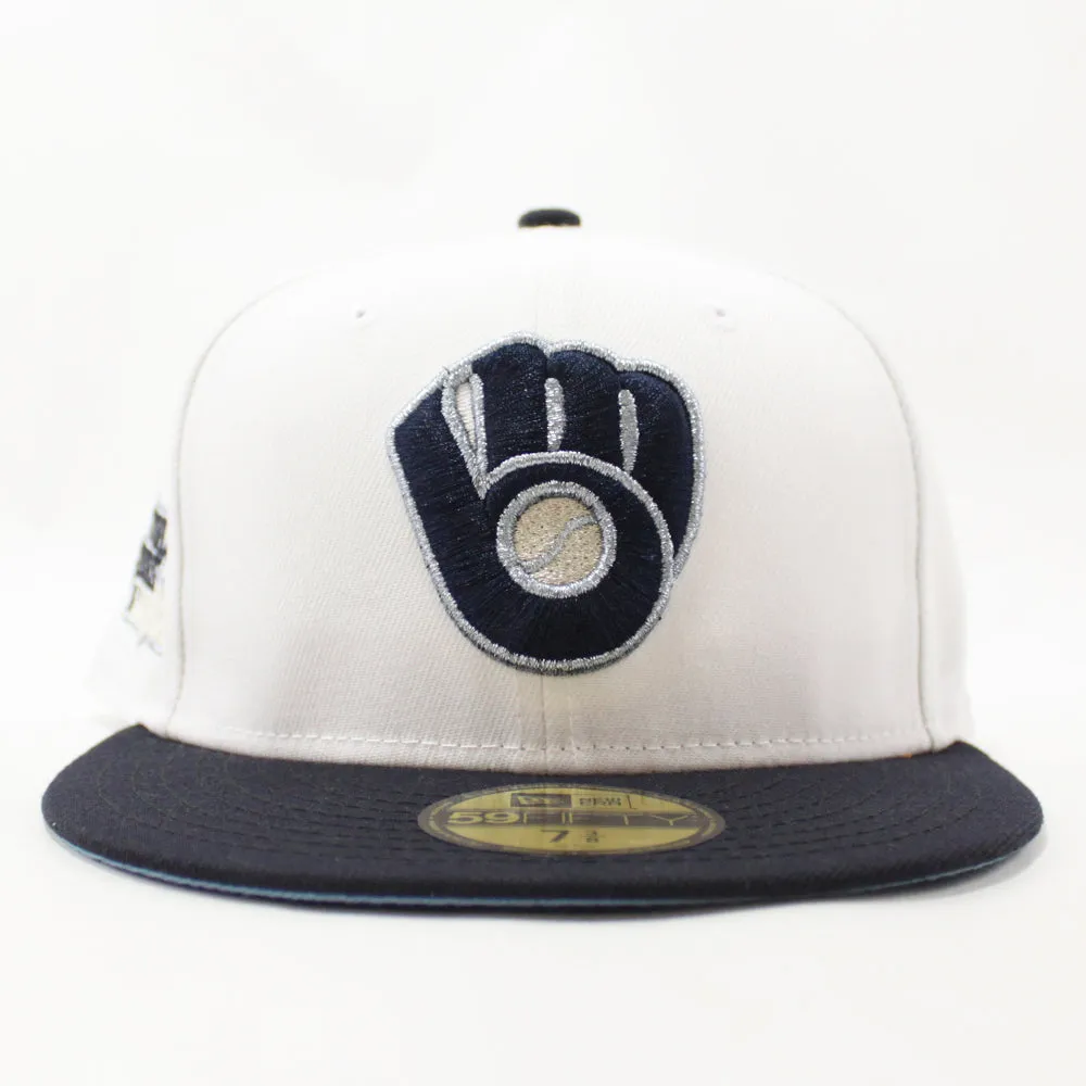 Milwaukee Brewers 1982 World Series  New Era 59Fifty Fitted Hat (White Navy Sky Blue Under Brim)