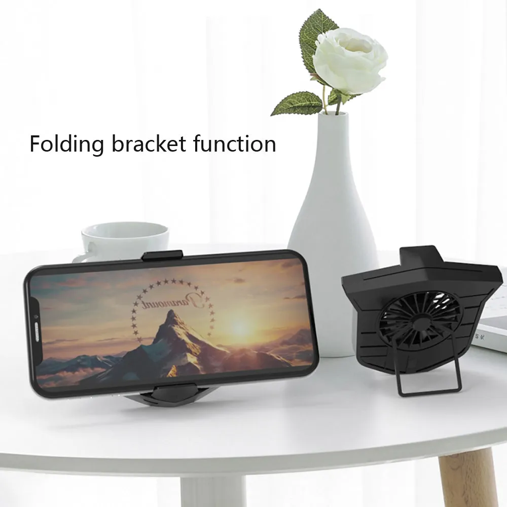 Mini 2 in 1 Multifunction Fan Cooling Radiator Phone Holder black