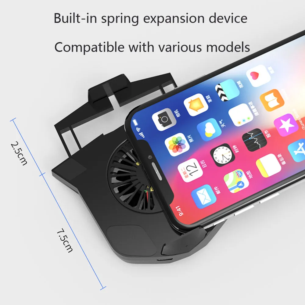 Mini 2 in 1 Multifunction Fan Cooling Radiator Phone Holder black