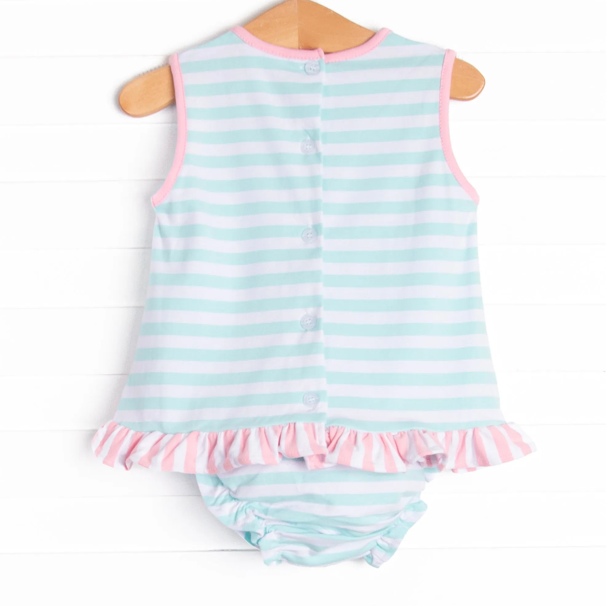 Mint to Be A Wildflower Applique Diaper Set, Mint Stripe