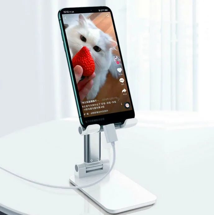 Mobile Phone Stand Folding Bracket for Mobile Phone Tablet PC Silver
