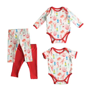 Montauk Sea Long Sleeve & Short Sleeve Bodysuits   Leggings Bundle