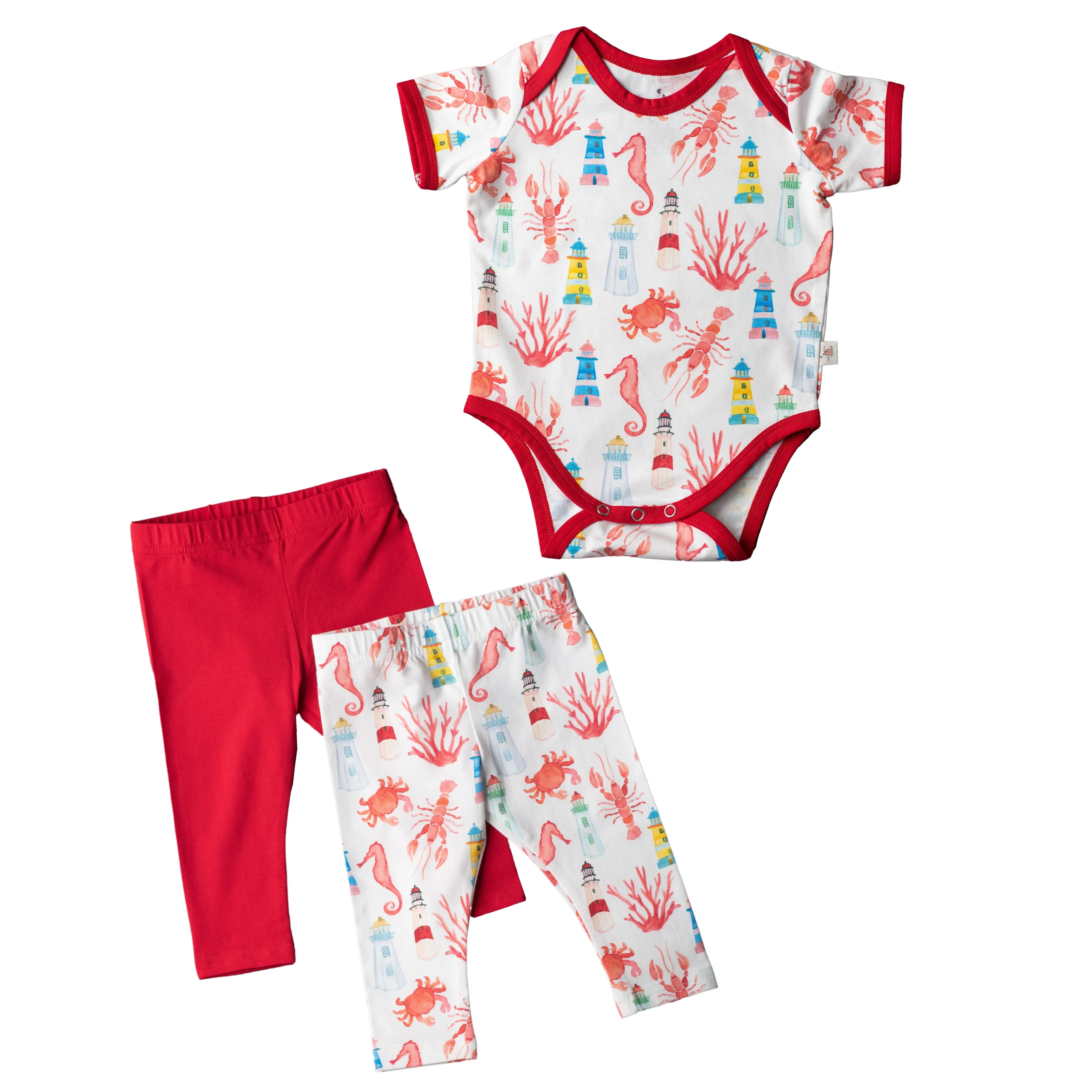 Montauk Sea Long Sleeve & Short Sleeve Bodysuits   Leggings Bundle