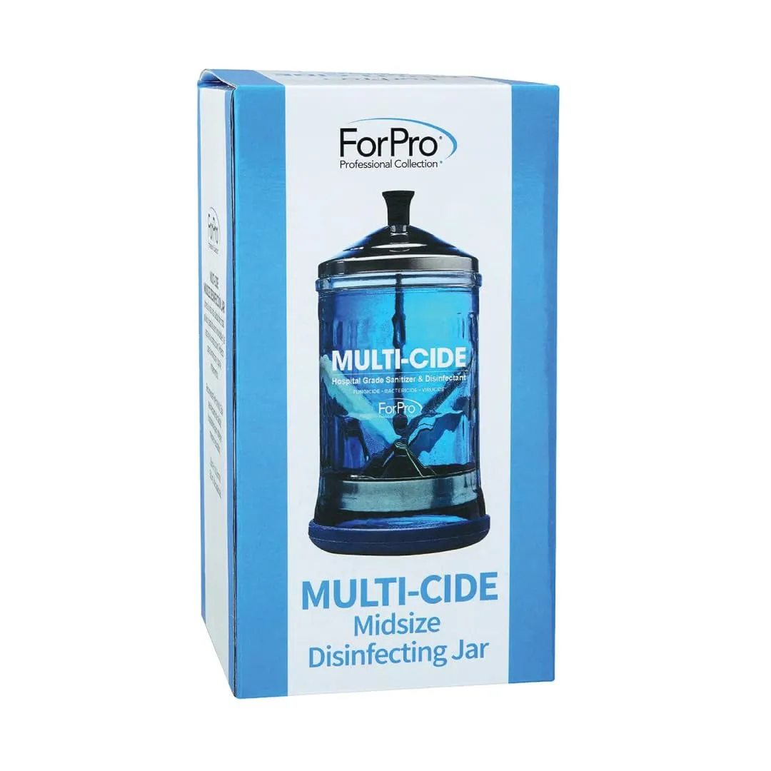 Multi-Cide Midsize Disinfecting Jar, Disinfectant Glass Jar for Manicure & Spa Implements, 21 Ounces
