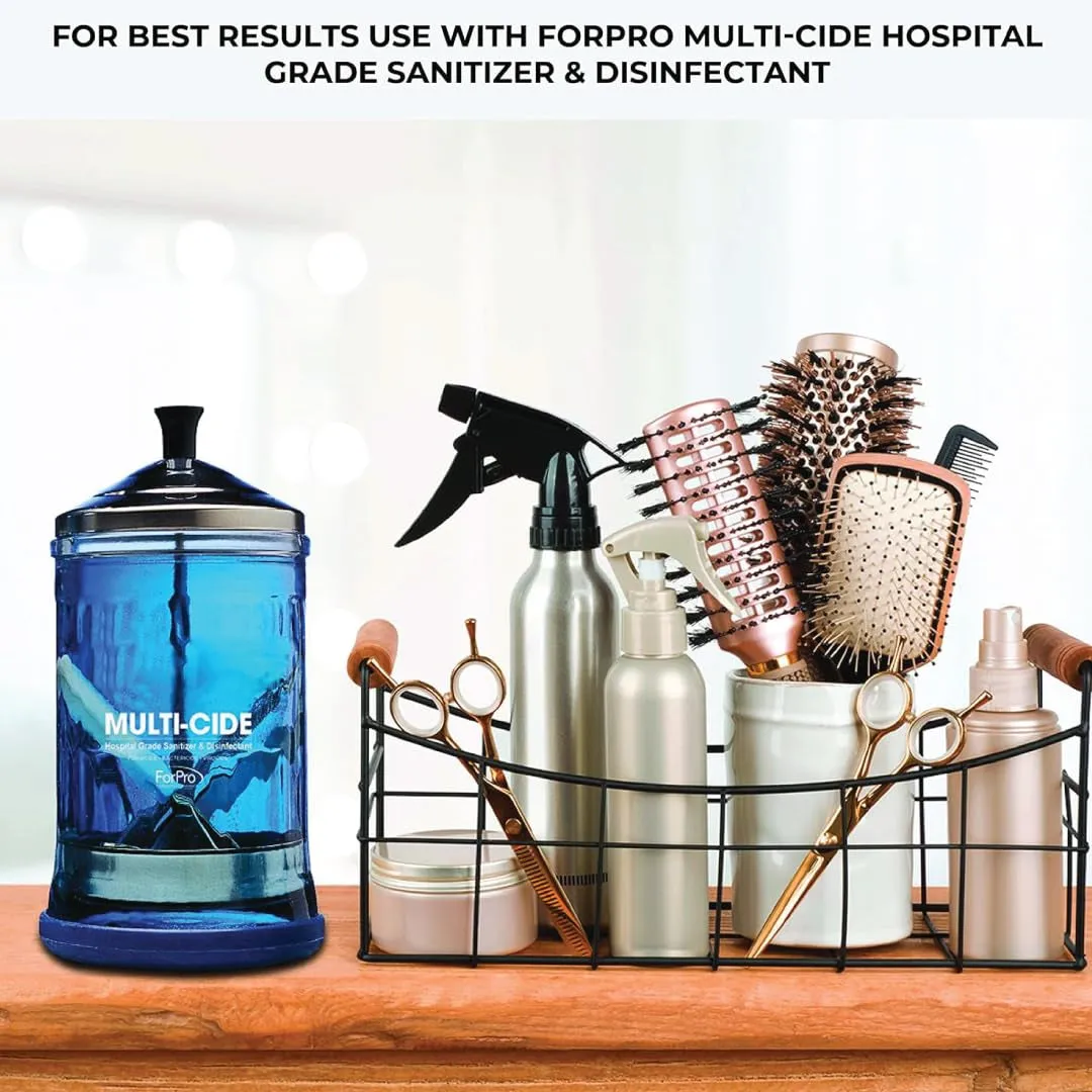 Multi-Cide Midsize Disinfecting Jar, Disinfectant Glass Jar for Manicure & Spa Implements, 21 Ounces