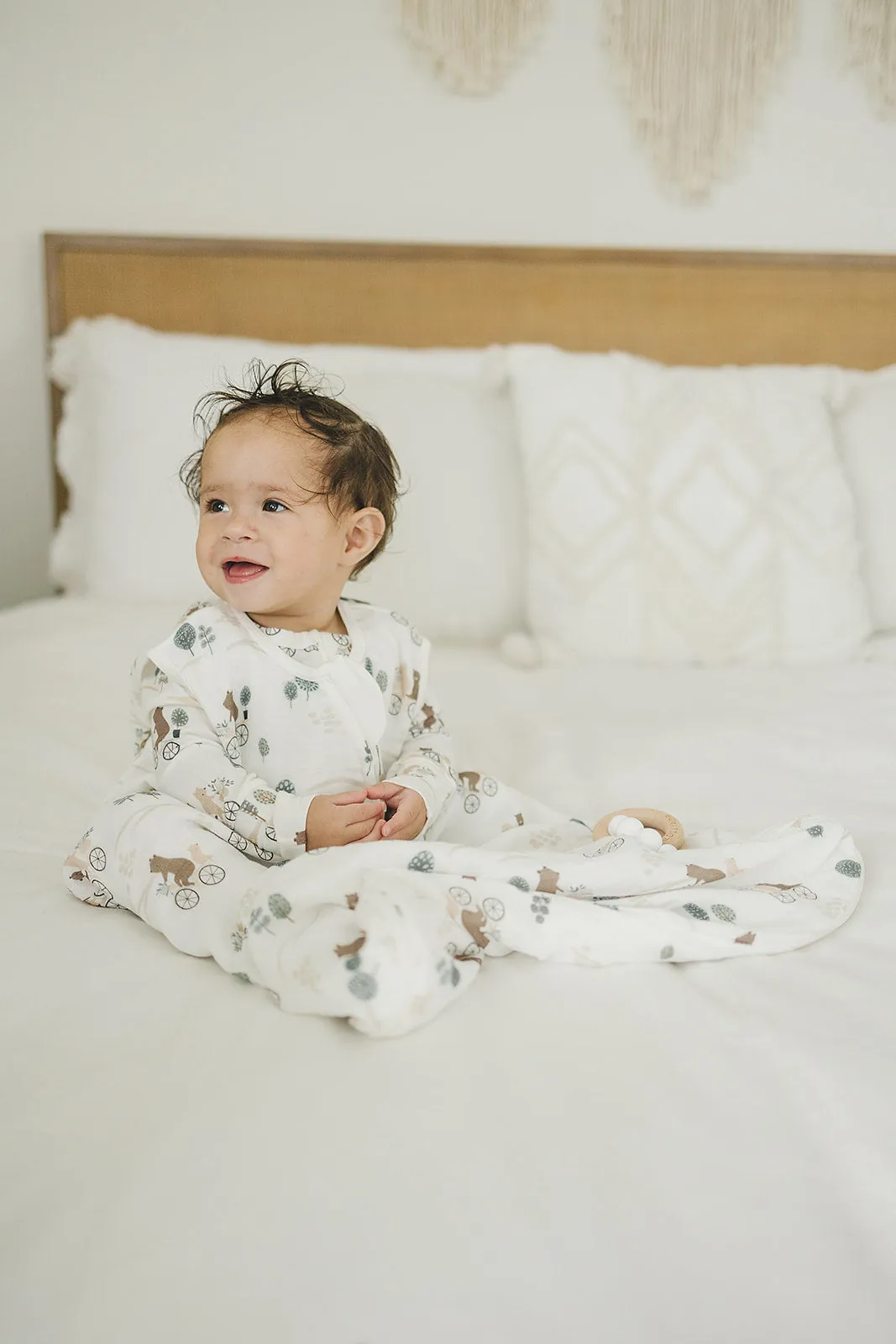 Muslin Lightweight Sleep Bag 0.5 TOG - Bears on Bikes