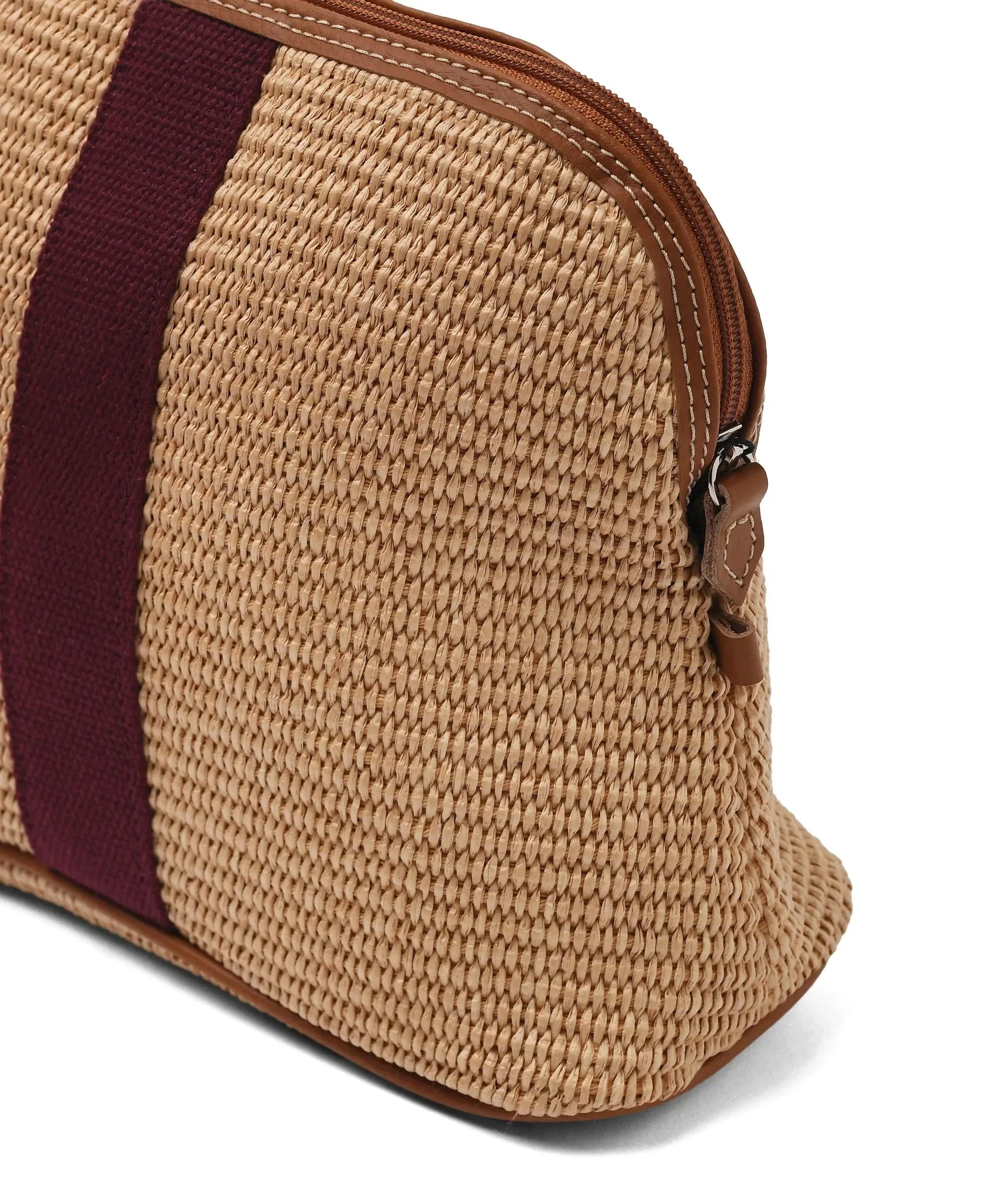 My Style Bags Straw Cosmetic Bag - Large Bordeaux