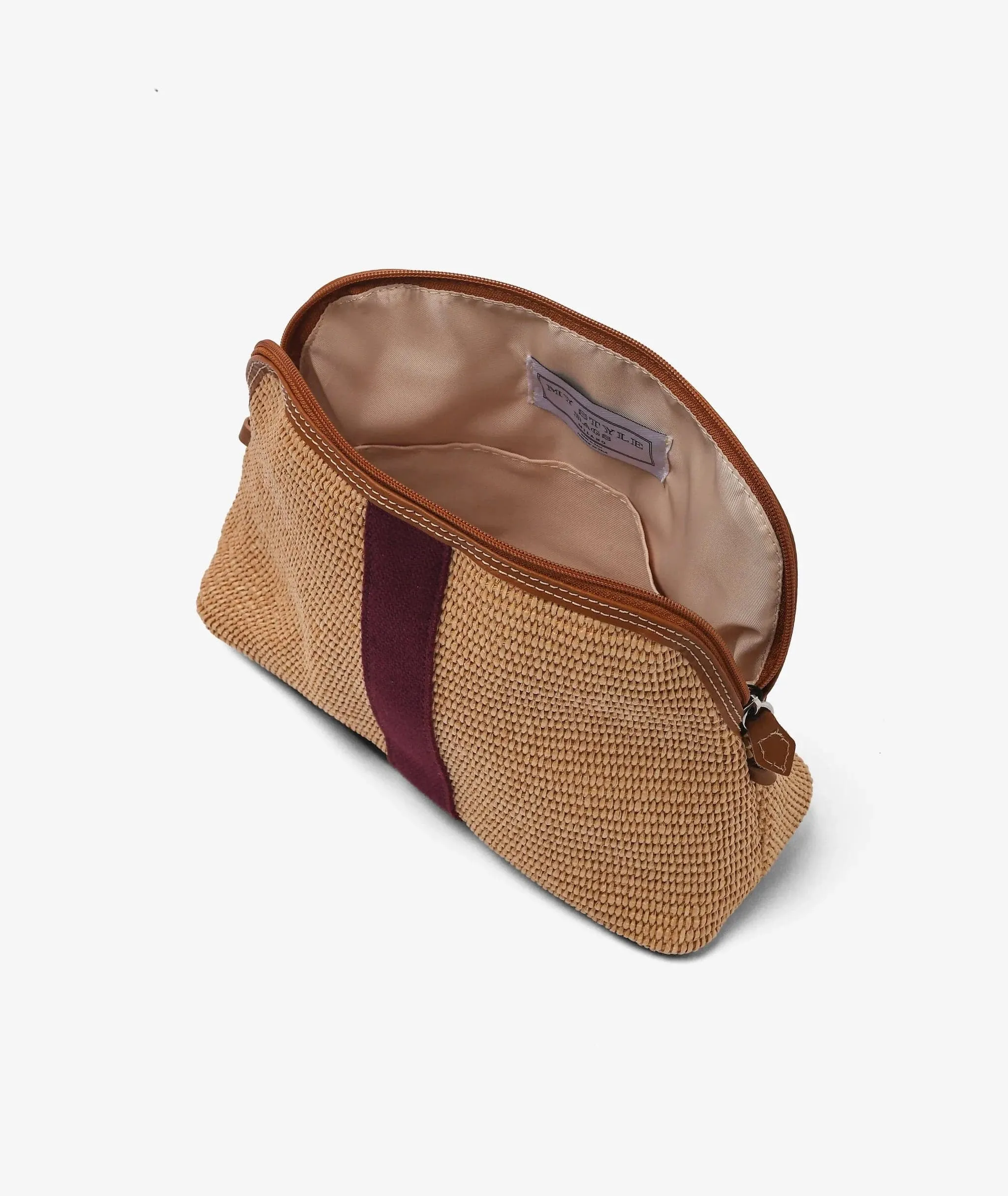 My Style Bags Straw Cosmetic Bag - Large Bordeaux