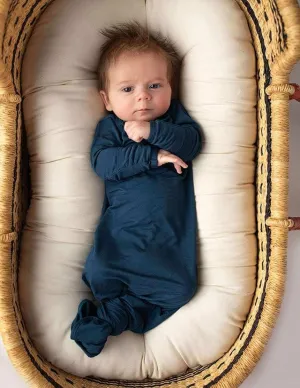 Navy Knotted Newborn Gown