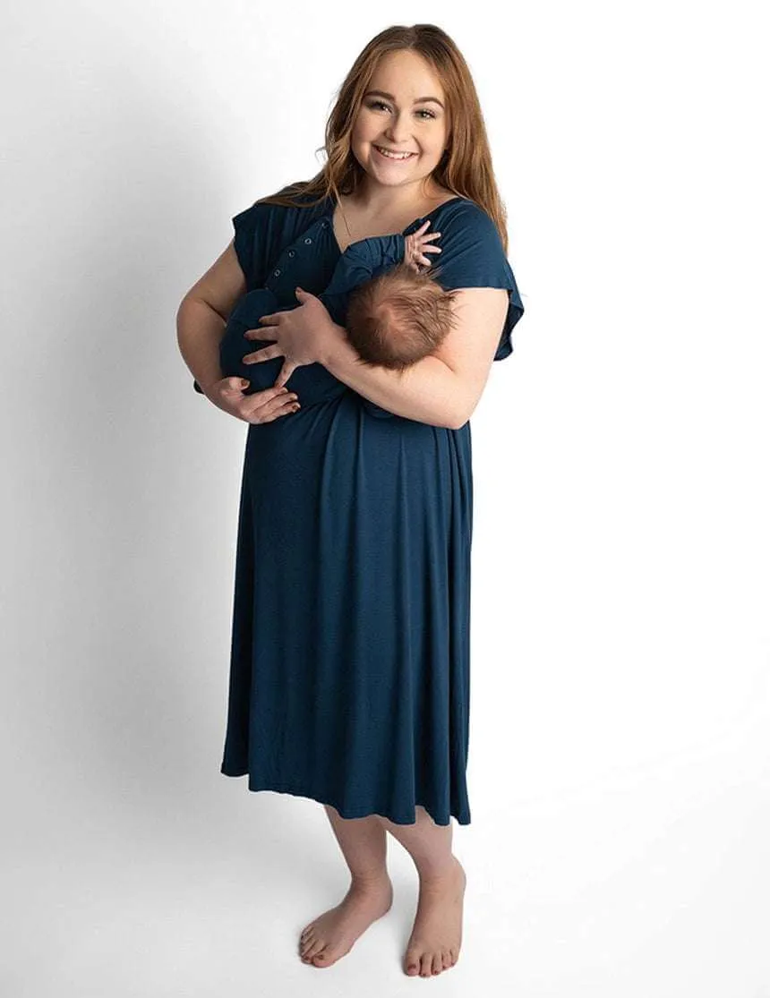 Navy Knotted Newborn Gown