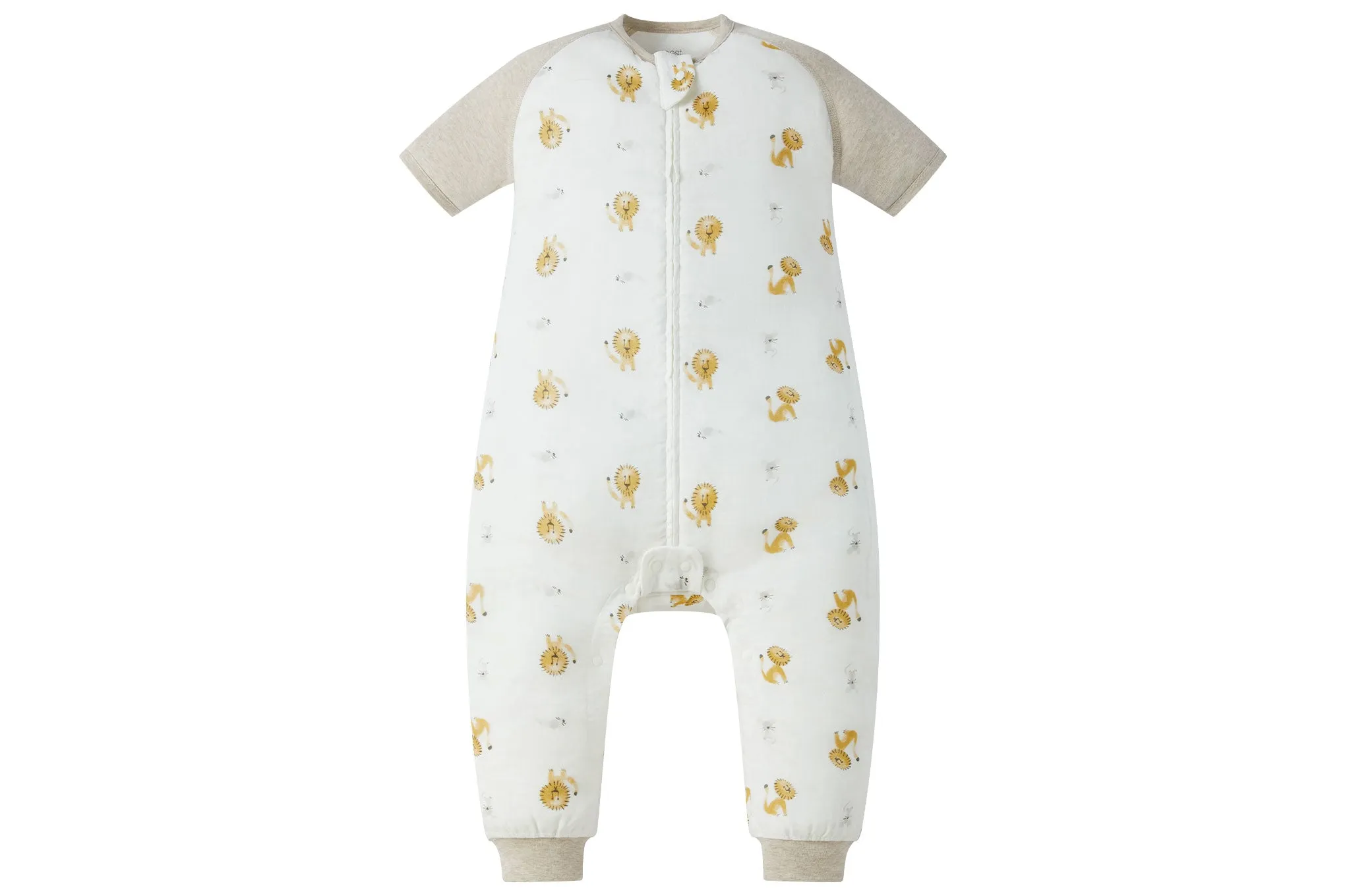 Nest Designs Raglan Bamboo Pima Short Sleeve Footed Sleep Bag 0.6 TOG - The Lion and The Mouse
