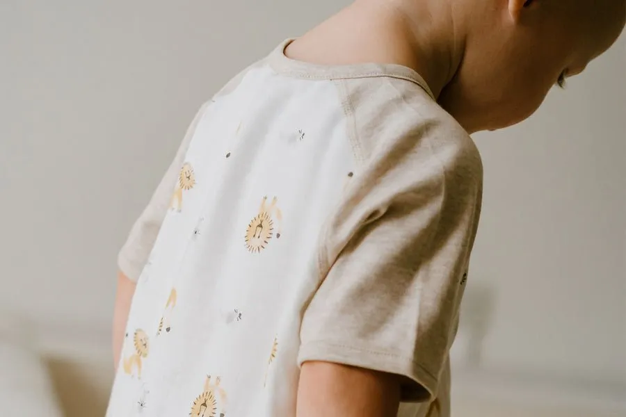 Nest Designs Raglan Bamboo Pima Short Sleeve Footed Sleep Bag 0.6 TOG - The Lion and The Mouse