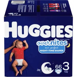 New in box! Huggies Overnites Nighttime Baby Diapers, Size 3, 66 Ct