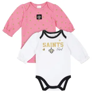 New Orleans Saints Baby Girls Long Sleeve Bodysuits