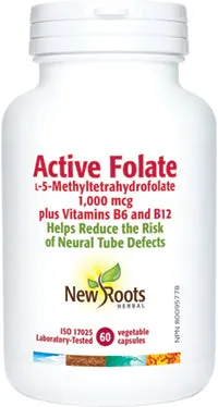 New Roots Active Folate (Folic Acid)  60 Vegetarian Capsules