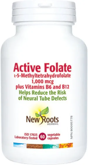 New Roots Active Folate (Folic Acid)  60 Vegetarian Capsules