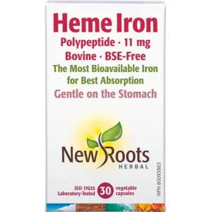 New Roots Heme Iron (Bovine) 30 Veg Capsules