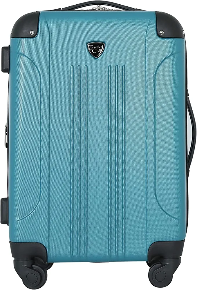 New Travelers Club 20""Chicago" Expandable Spinner Carry-On Luggage, Teal