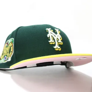New York Mets 2000 World Series New Era 59Fifty Fitted Hat (Dark Green Yellow Subway Color Way Glow in the Dark Pink Under Brim)