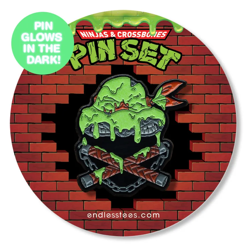 Ninjas & Crossbones Enamel Pin: Orange