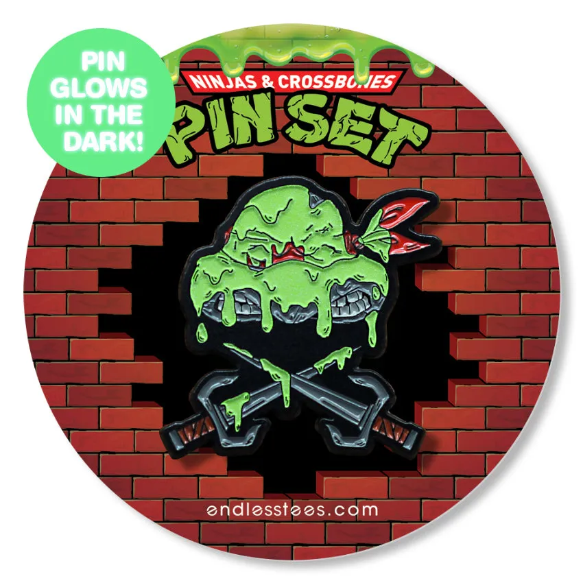 Ninjas & Crossbones Enamel Pin: Red