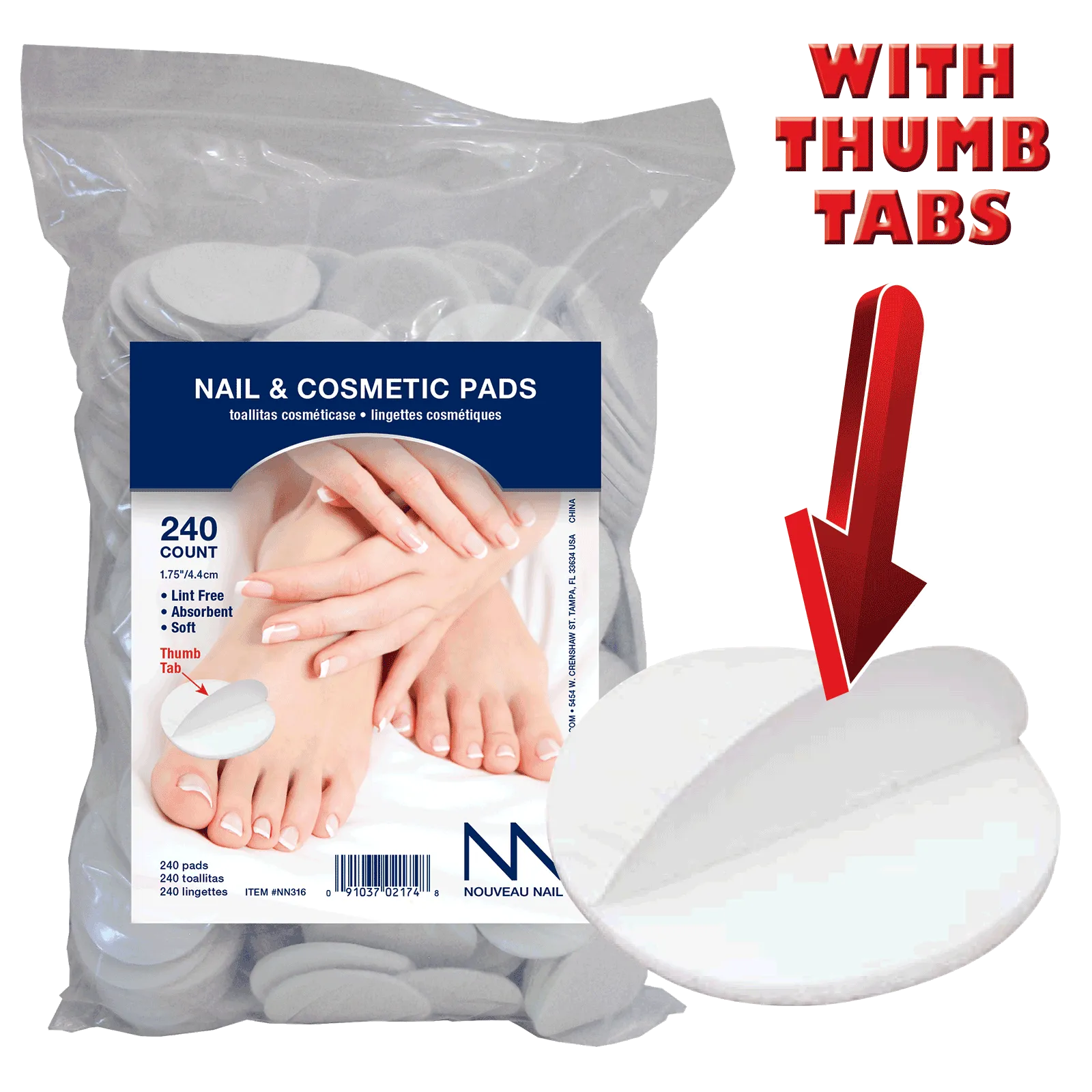 Nouveau Nail Premium Nail & Cosmetic Pads, 240ct