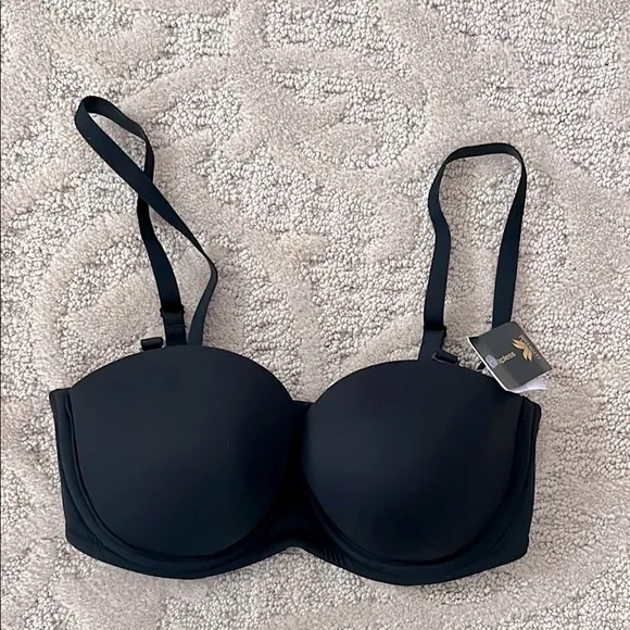 NWT Wacoal Red Carpet Convertible Black Strapless Bra size 32D