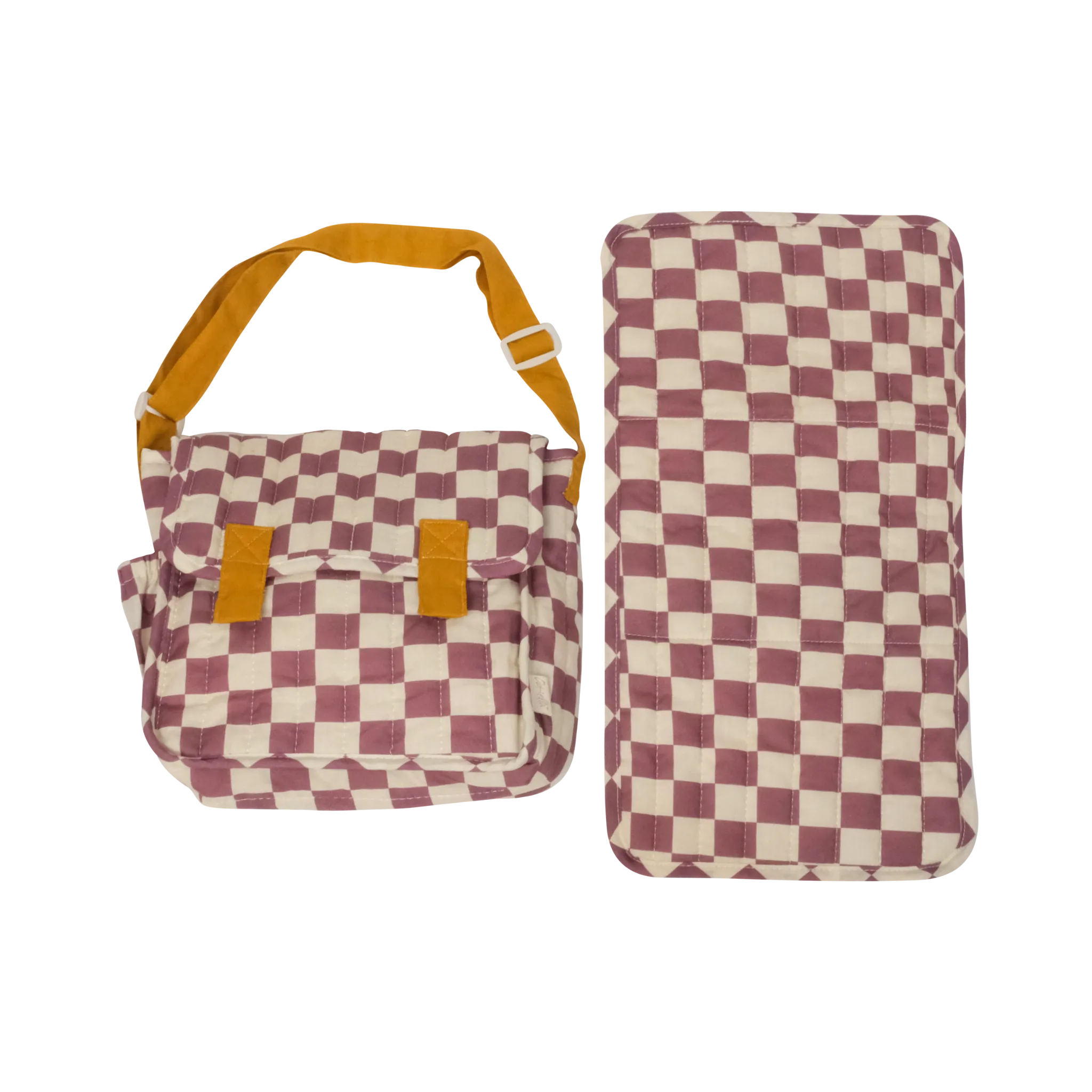Olli Ella | Carrie Convertible Changing Set - Plum Check
