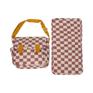 Olli Ella | Carrie Convertible Changing Set - Plum Check