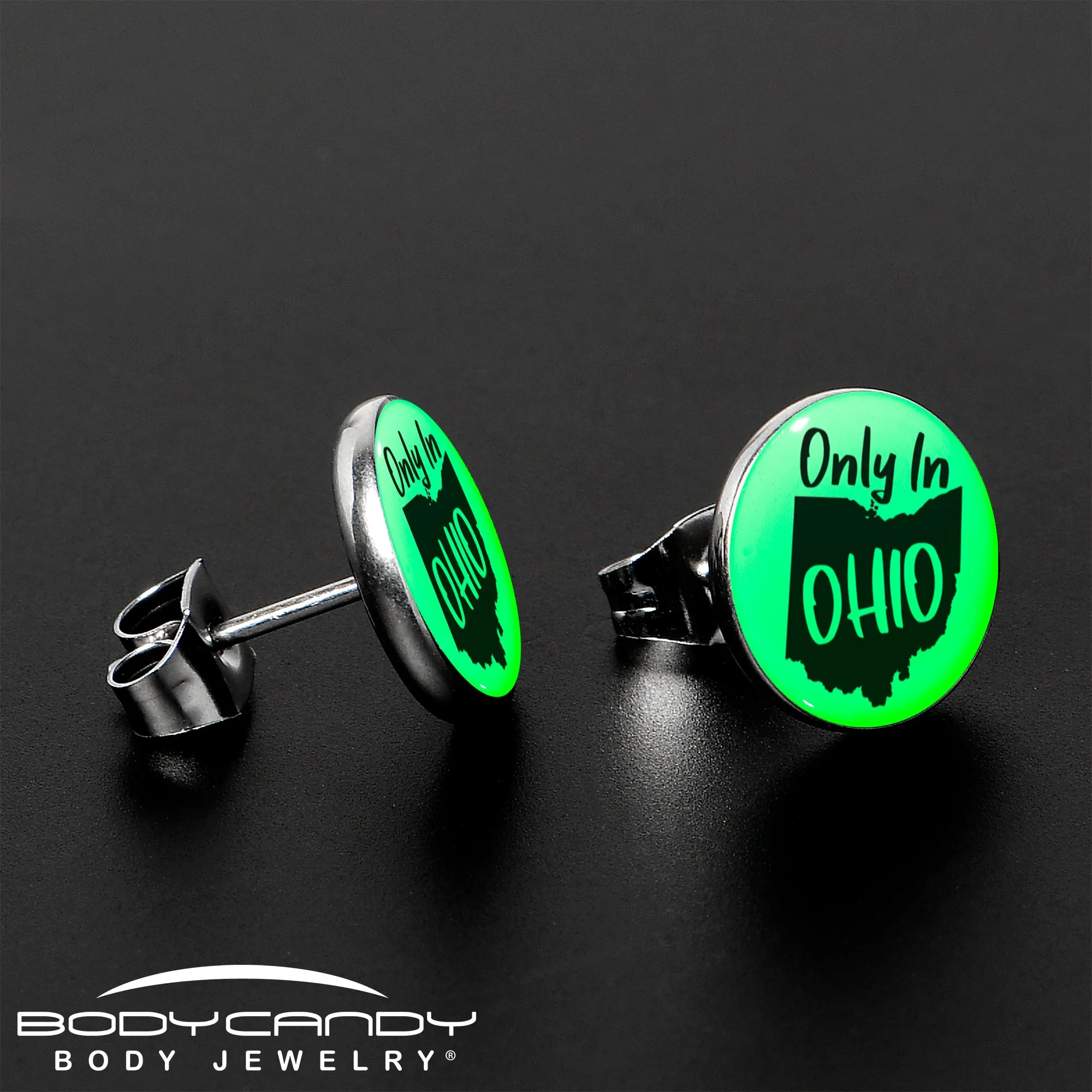Only in Ohio Glow in the Dark Stud Earrings