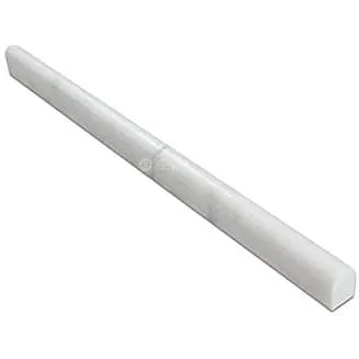 Oriental White (Eastern White) Marble 1/2 X 12 Pencil Liner Trim Molding, Honed