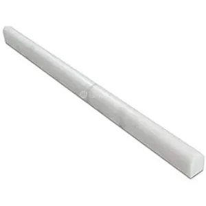 Oriental White (Eastern White) Marble 1/2 X 12 Pencil Liner Trim Molding, Honed