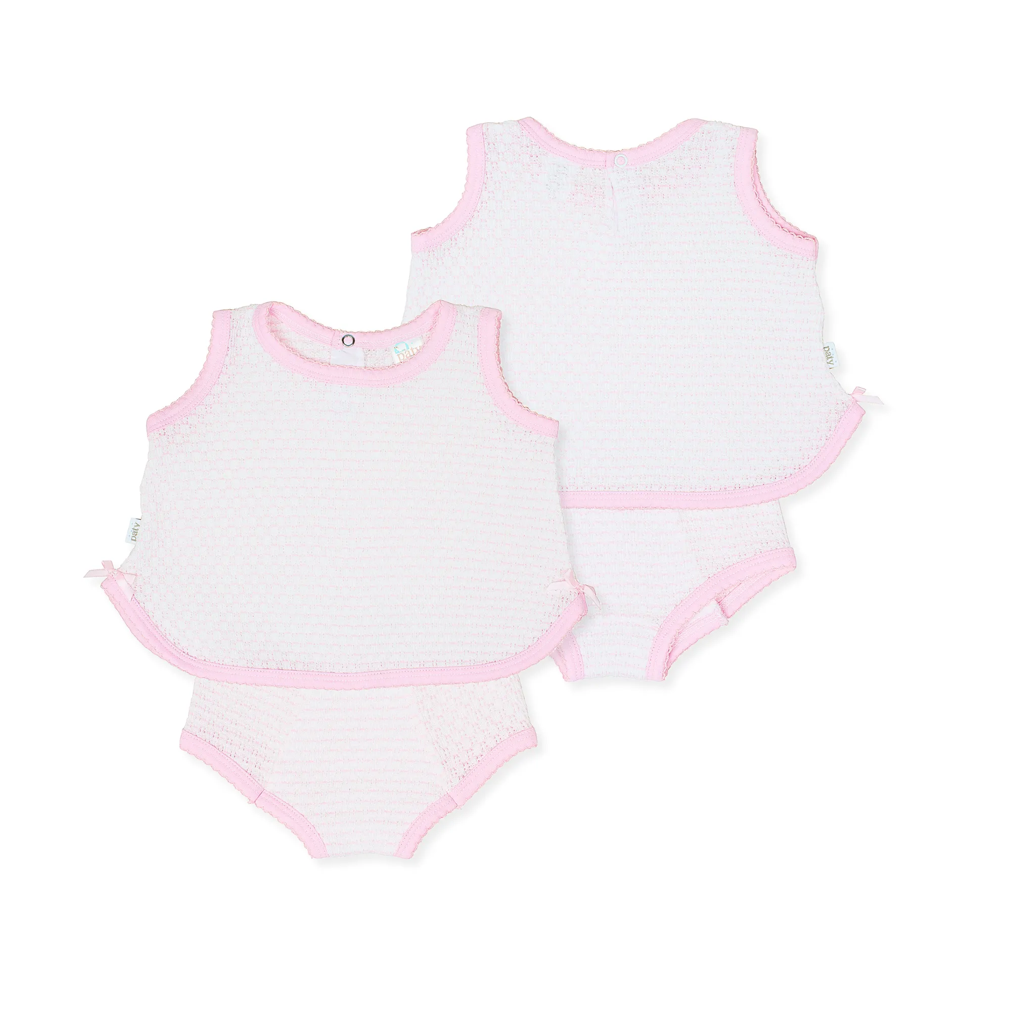Paty Knit, 2 PC Sleeveless Diaper Set With And Without Bow