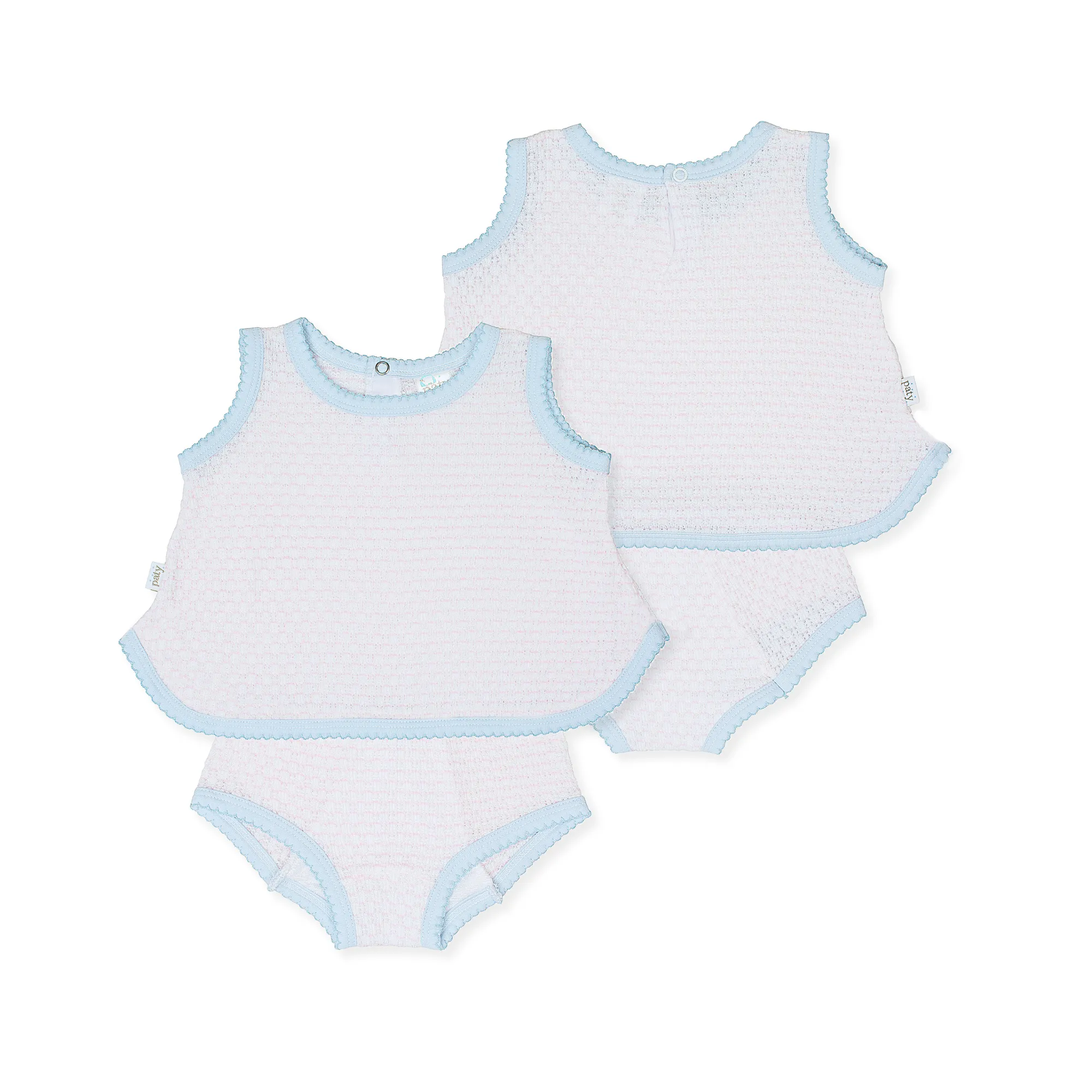 Paty Knit, 2 PC Sleeveless Diaper Set With And Without Bow