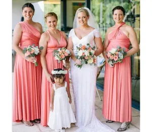 Peach Coral Infinity Dress Bridesmaid Multiway Convertible Dress Made in USA  36 Colors