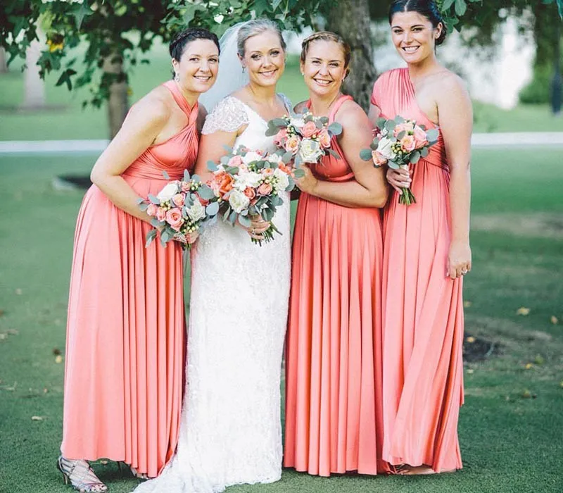Peach Coral Infinity Dress Bridesmaid Multiway Convertible Dress Made in USA  36 Colors