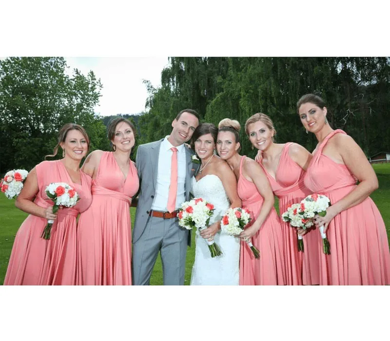 Peach Coral Infinity Dress Bridesmaid Multiway Convertible Dress Made in USA  36 Colors