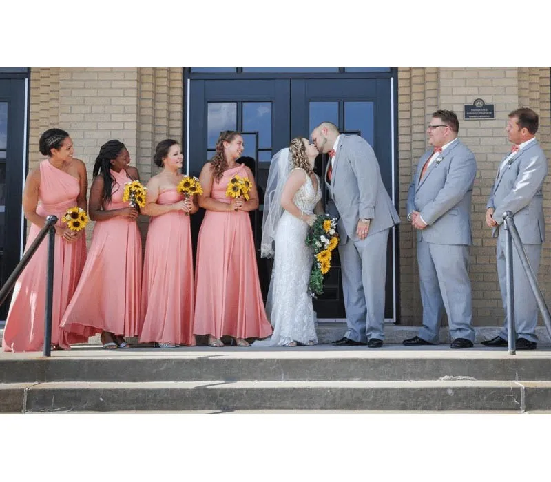 Peach Coral Infinity Dress Bridesmaid Multiway Convertible Dress Made in USA  36 Colors