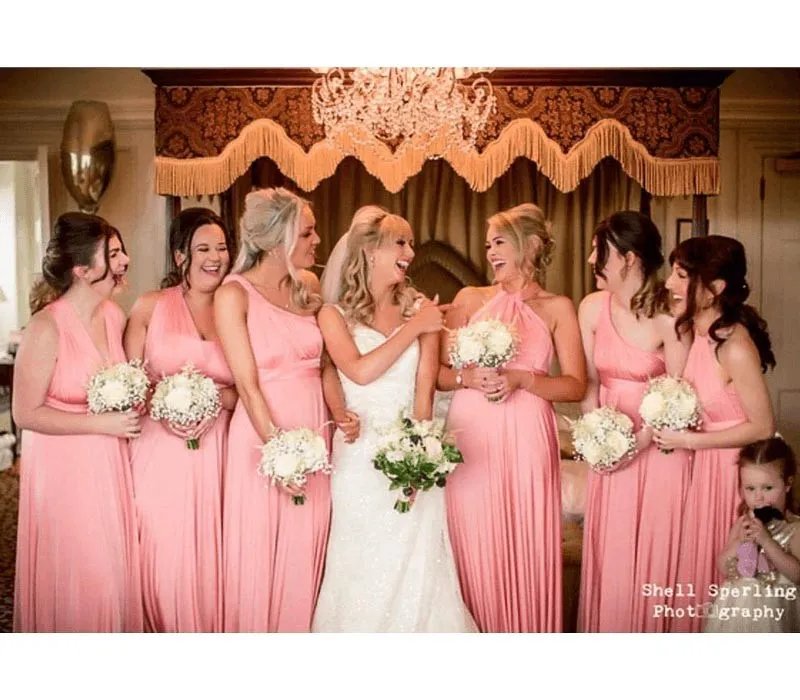 Peach Coral Infinity Dress Bridesmaid Multiway Convertible Dress Made in USA  36 Colors