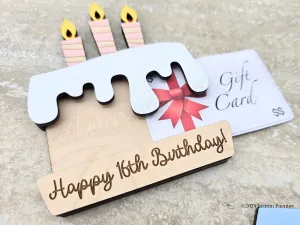 Personalized Birthday Gift Card Holder, Happy Birthday Gift, Cute Gift Card Wooden Holder