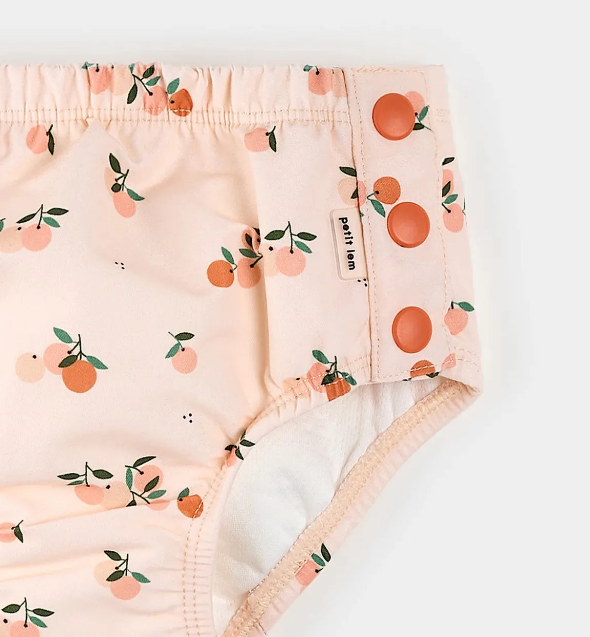 Petit Lem Baby Girls Peaches Print Swim Diaper: Size 6/12M to 12/24m