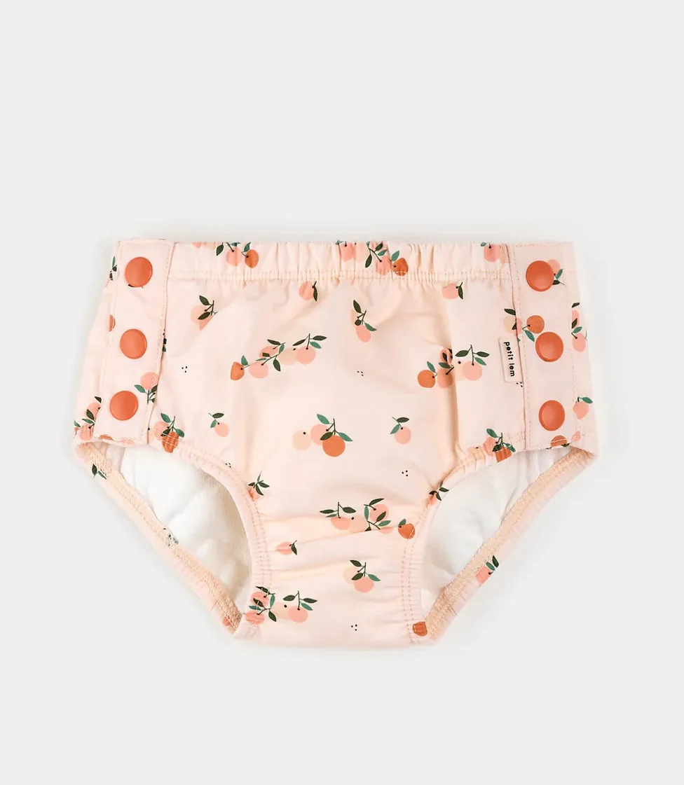Petit Lem Baby Girls Peaches Print Swim Diaper: Size 6/12M to 12/24m