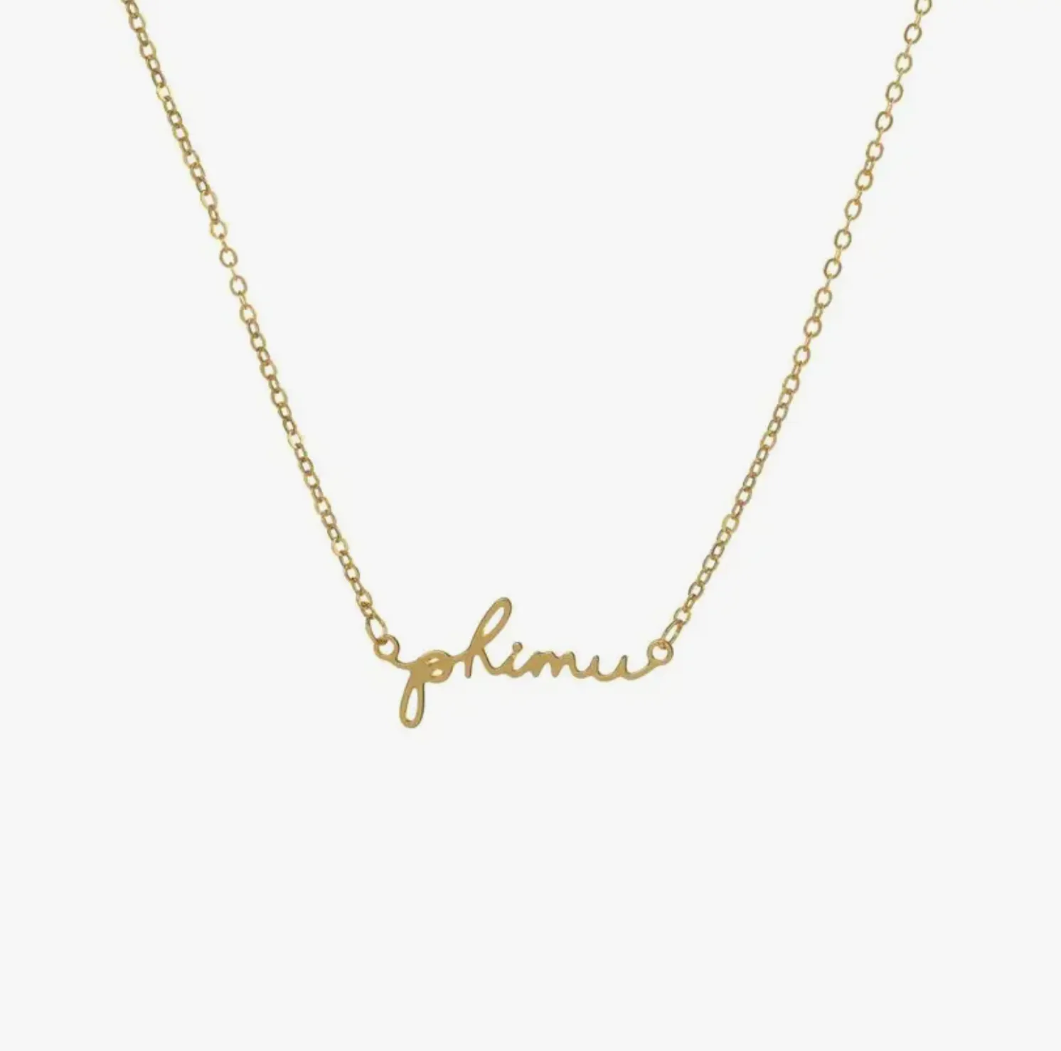Phi Mu Sorority Script Necklace