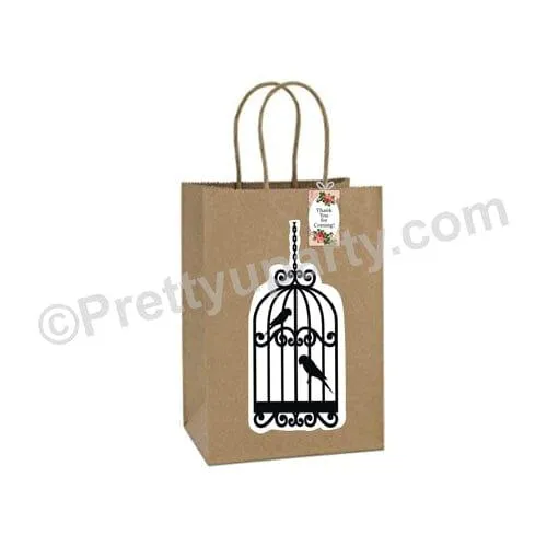 Pink Floral and Bird Cage Gift Bags - Pack of 10