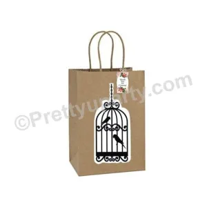 Pink Floral and Bird Cage Gift Bags - Pack of 10
