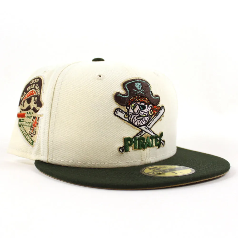 Pittsburgh Pirates 1959 All Star Game New Era 59Fifty Fitted Hat (GITD CHROME WHITE DARK SEAWEED KHAKI Under Brim)