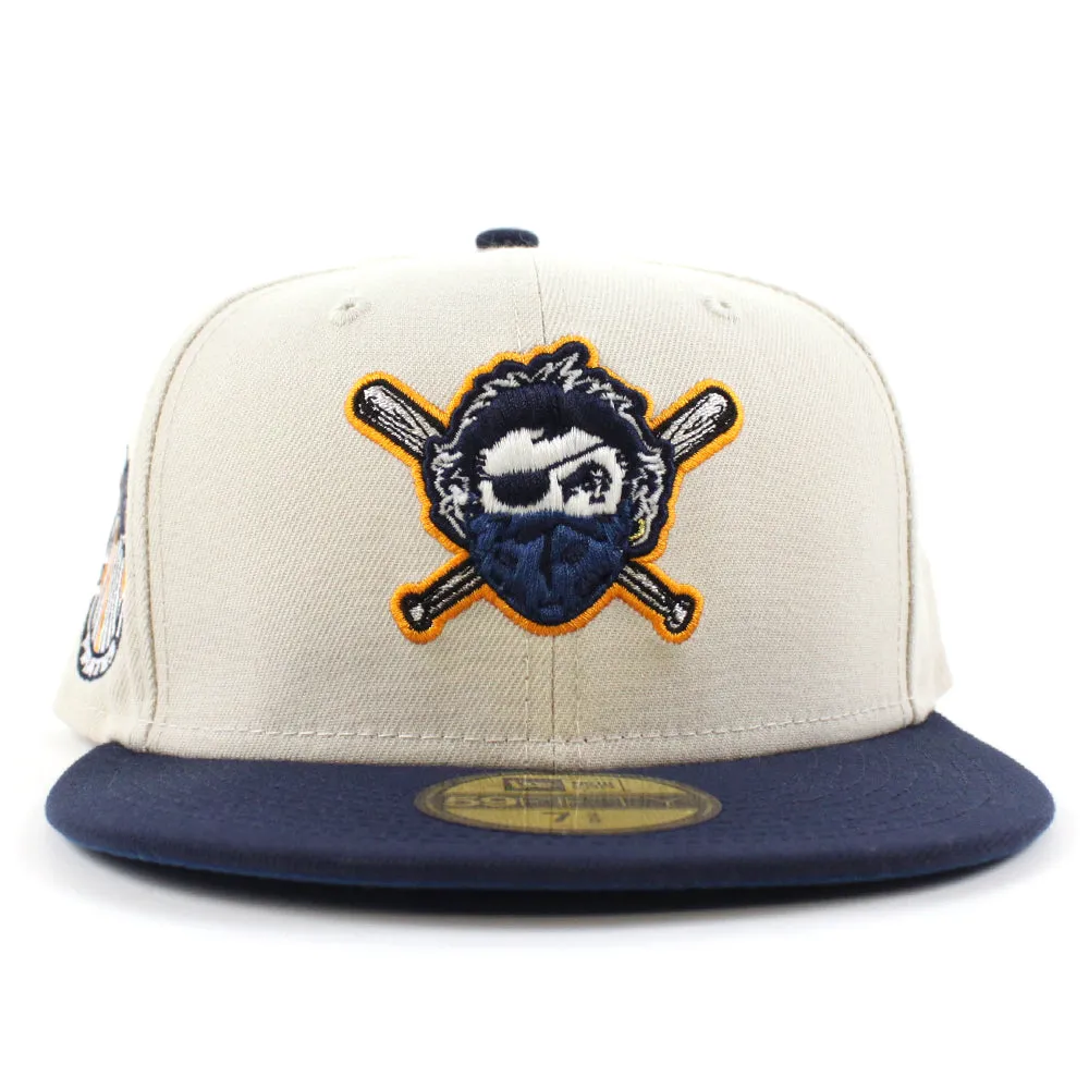 Pittsburgh Pirates TEAM FLAG 59Fifty New Era Fitted Hat (GITD Stone Oceanside Blue Seashore Blue Under Brim)