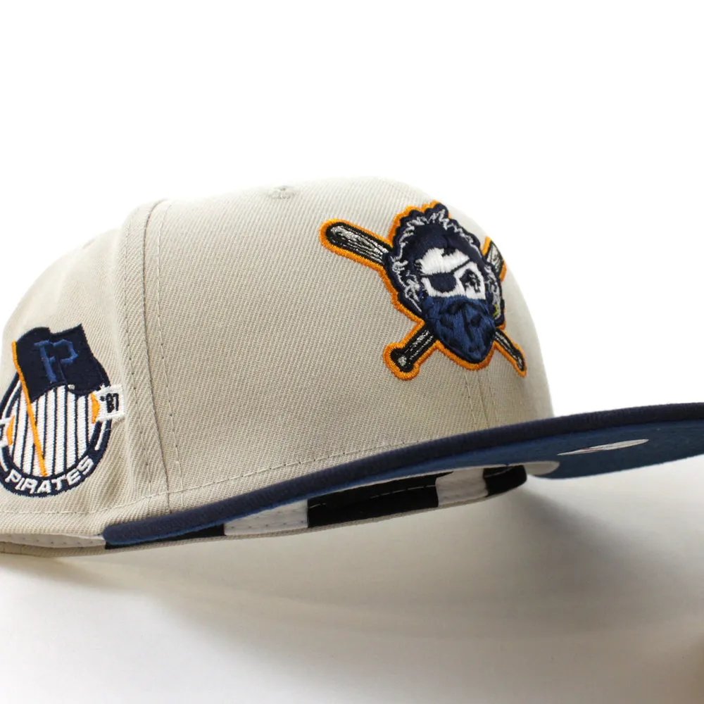 Pittsburgh Pirates TEAM FLAG 59Fifty New Era Fitted Hat (GITD Stone Oceanside Blue Seashore Blue Under Brim)