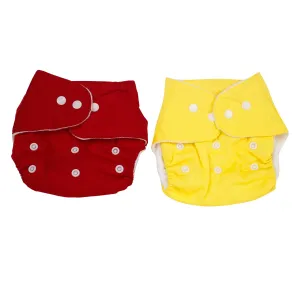 Plain Red And Yellow Reusable 2 Pk Diaper