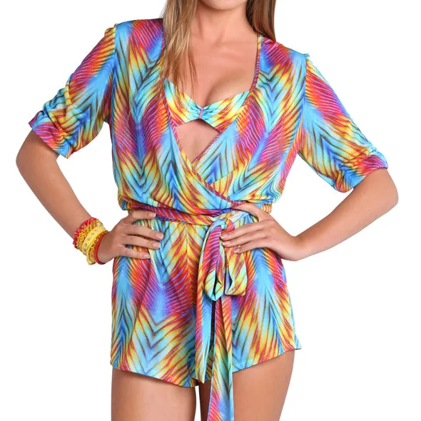 PLAYA VERANO - Wrap Front 3/4 Sleeve Romper